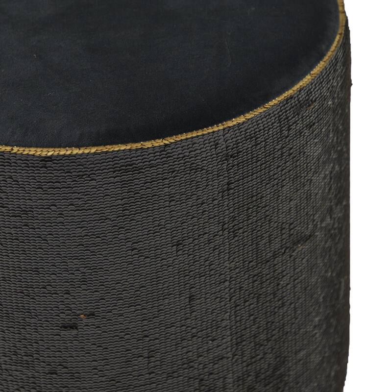 Polyester Stool with Sequins - Gold - Roche River Decor