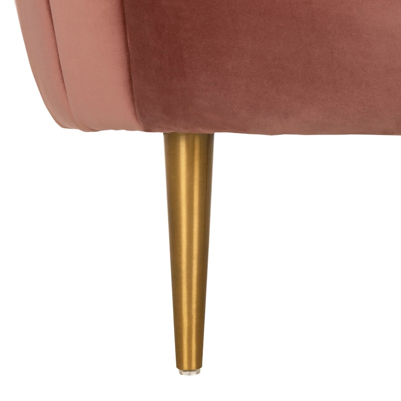 SAFAVIEH Couture Razia Dusty Rose Velvet Channel Tufted Tub Chair - 32.1" W x 30.3" L x 1.5" H