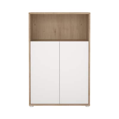 Carson Carrington Sign Adjustable 3 Shelf Bookcase with 2 Doors, Open Storage Home Office Bookshelf - 13.5"D x 31.34"W x 48.66"H