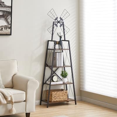 4 Tier Narrow Book Shelf Bookcase for Home Office - 22.83"L * 11.02"W * 67.72"H