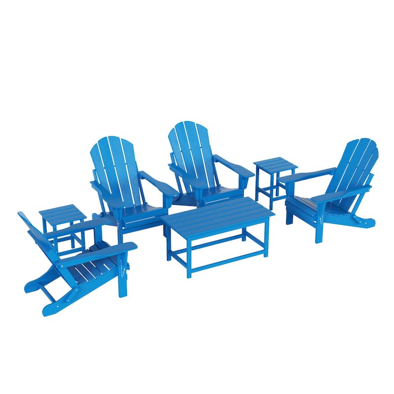 Laguna Hdpe All Weather Outdoor Patio Foldable Adirondack Chairs Conversation Set (7-Piece Set)