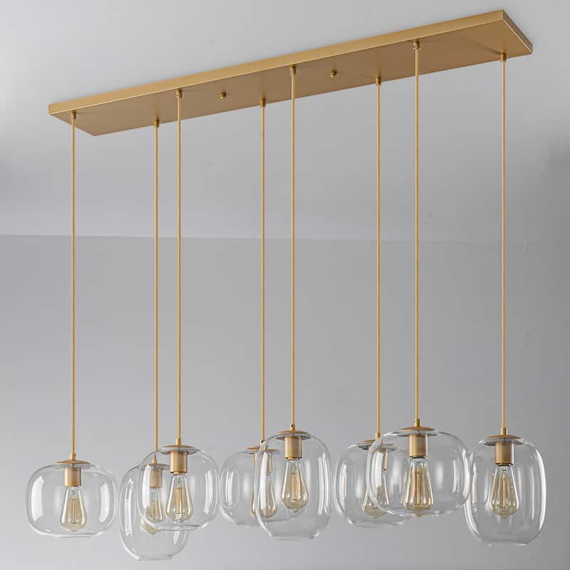 8-Light Linear Chandelier Modern Kitchen Island Light