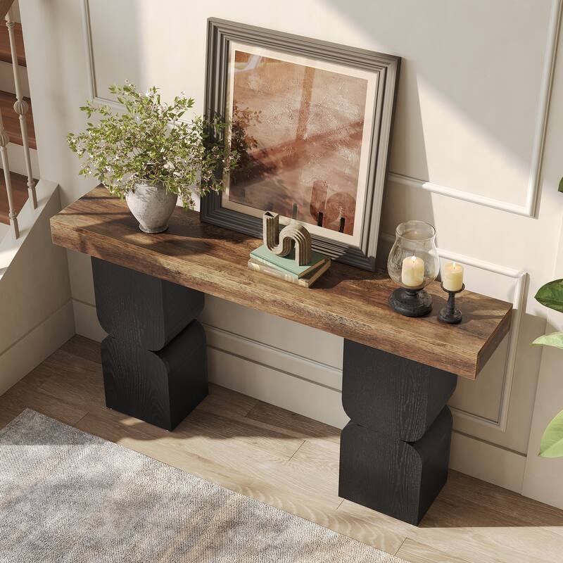 63" Wood Console Sofa Tables Behind Couch for Living Room Entryway