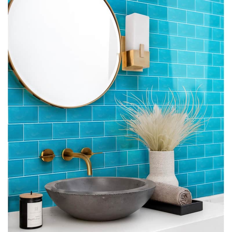 Apollo tile 3" x 6" Colorway Glossy Sapphire Blue Glass Tile (5 sq ft/case) - 40 Pack