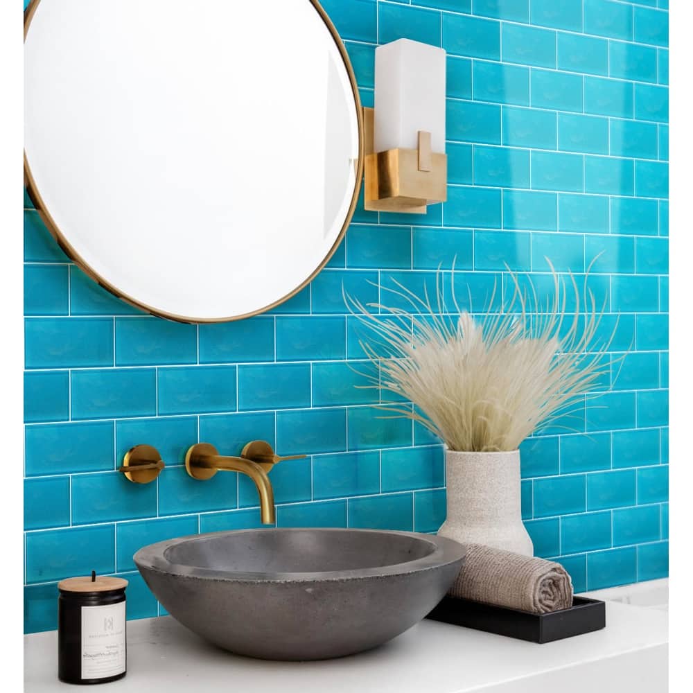 Apollo tile 3" x 6" Colorway Glossy Sapphire Blue Glass Tile (5 sq ft/case) - 40 Pack