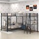 preview thumbnail 1 of 9, L-Shaped Twin Bunk Bed with Loft, Desk, and Shelves - Brown Black