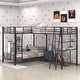 preview thumbnail 2 of 9, Modern L-Shaped Twin Size Triple Bunk Bed with Desk and Shelf, Brown