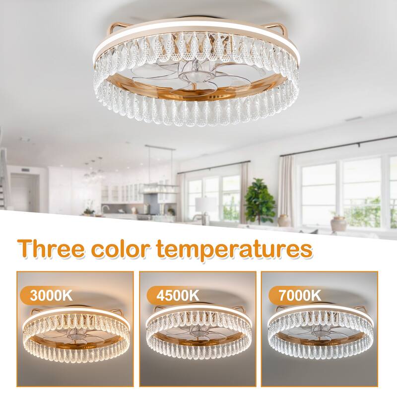 20-In LED Rosa Gold Chandelier Ceiling Fan with Light Remote(7-blade)