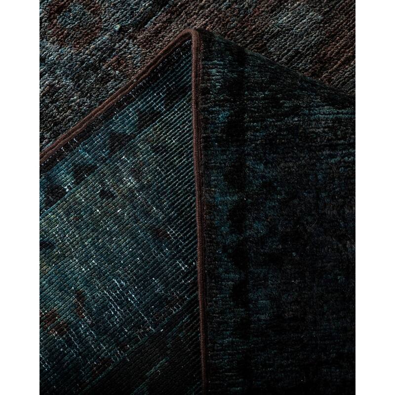 Overton Hand Knotted Wool Vintage Inspired Modern Contemporary Overdyed Brown Area Rug - 12' 0" x 14' 8"
