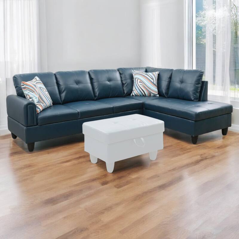 KISRAIS 97" Wide 2-Piece Vegan Leather Sectional Sofa Set without Ottoman for Small Space