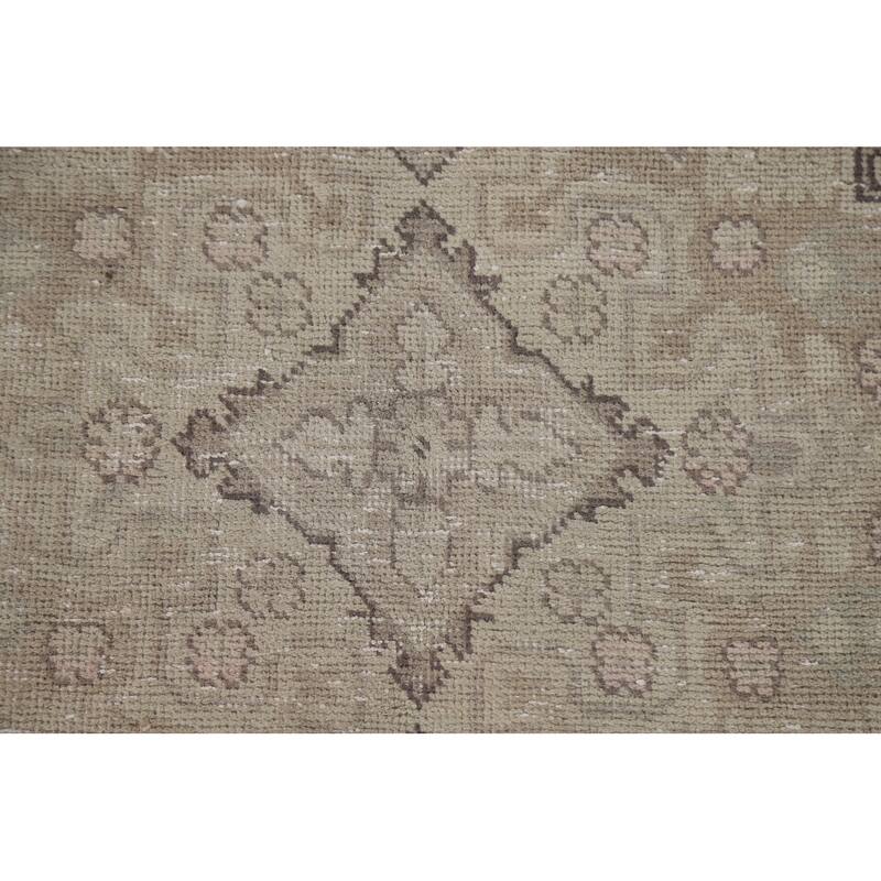 Distressed Tabriz Persian Vintage Area Rug Hand-Knotted Wool Carpet - 6'7"x 9'5"