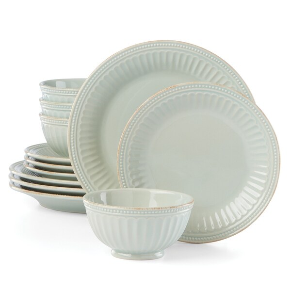Lenox French Perle Groove Ice Blue 12-Piece Plate & Bowl