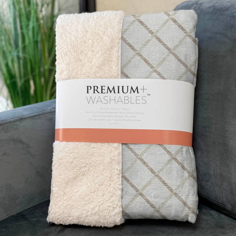 Premium Machine Washable ASB140 Lattice Sherpa Throw Blanket