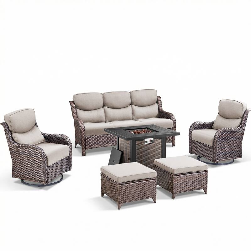 Pocassy 30 In Outdoor Propane Fire Pit Table with Patio Conversation Sets