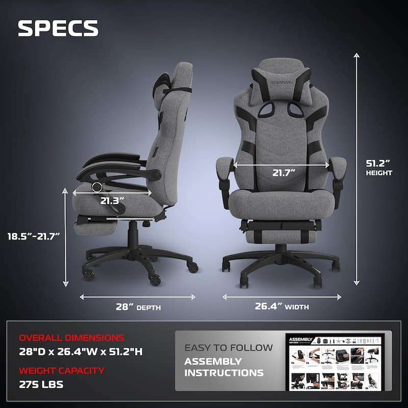 RESPAWN 110 Pro Gaming Chair - Gaming Chair with Footrest, Ergonomic Computer Desk Chair