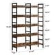 preview thumbnail 8 of 8, Bookshelf 5-Tier, Open Etagere Bookcase, Double Wide Freestanding Bookshelves for Storage and Display, Rustic Brown