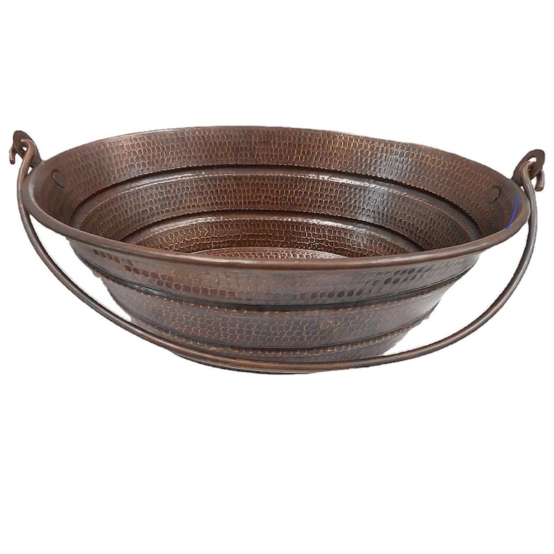 16" Oval Copper Vessel Bathroom BUCKET Sink in Brushed Sedona by SimplyCopper - 16" x 14" x 6"