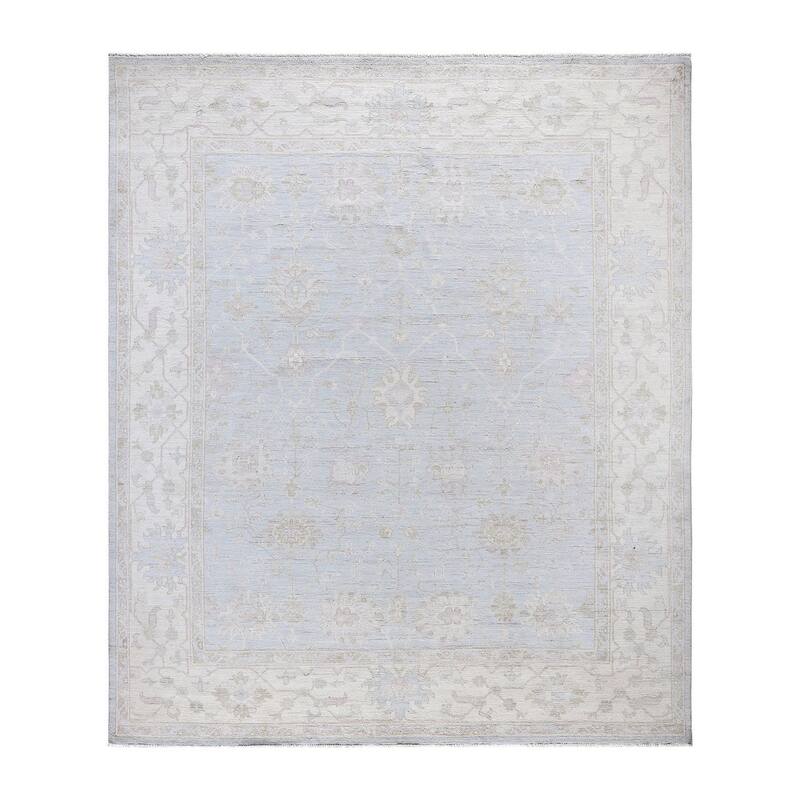 Floral One-of-a-Kind Hand-Knotted Area Rug - Light Blue - 8' 2" x 9' 6"