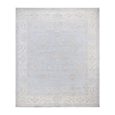 Floral One-of-a-Kind Hand-Knotted Area Rug - Light Blue - 8' 2" x 9' 6"