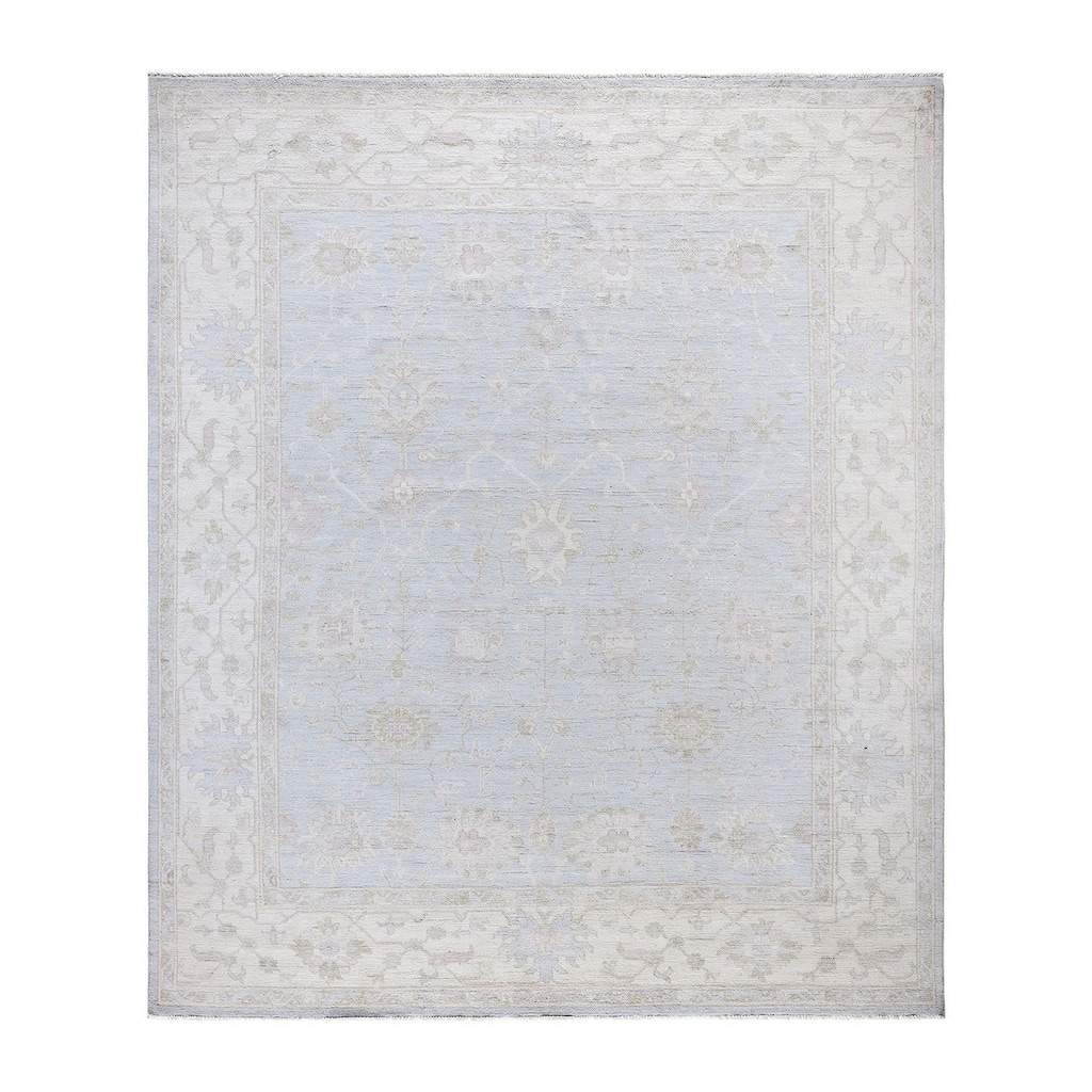 Floral One-of-a-Kind Hand-Knotted Area Rug - Light Blue - 8' 2" x 9' 6"