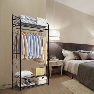 Black Metal Coat Rack Clothing Garment Rack - Bed Bath & Beyond - 37165486