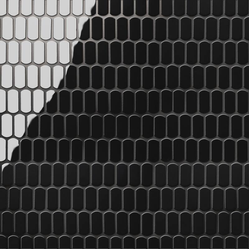 Merola Tile Hudson Capsule Glossy Black 12-1/4" x 13-1/8" Porcelain Floor and Wall Tile