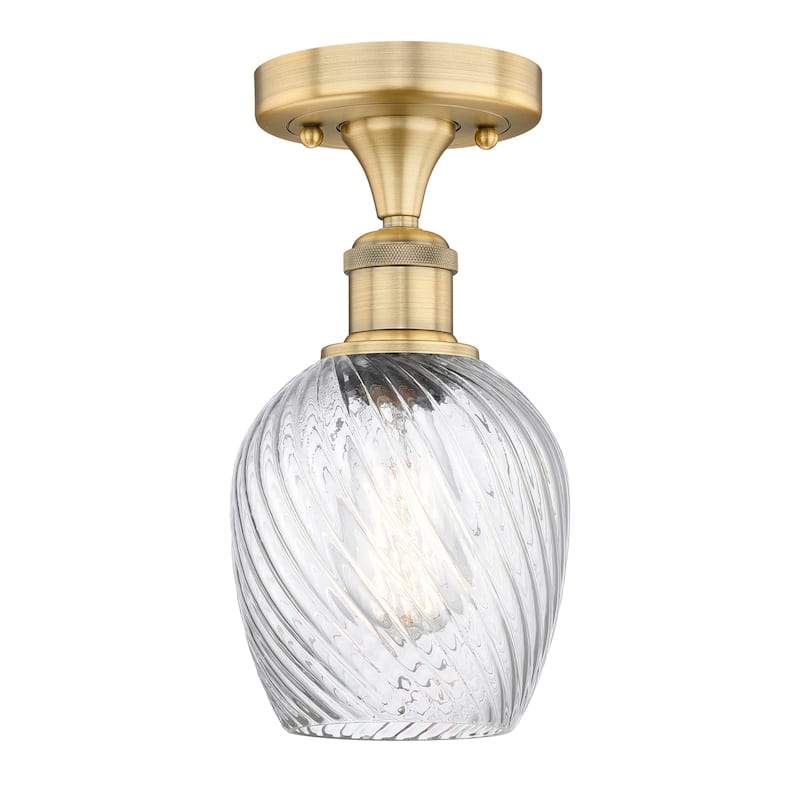 Innovations Lighting Edison Salina - 1 Light 5" Semi-Flush Mount - Brushed Brass/Clear Spiral Fluted