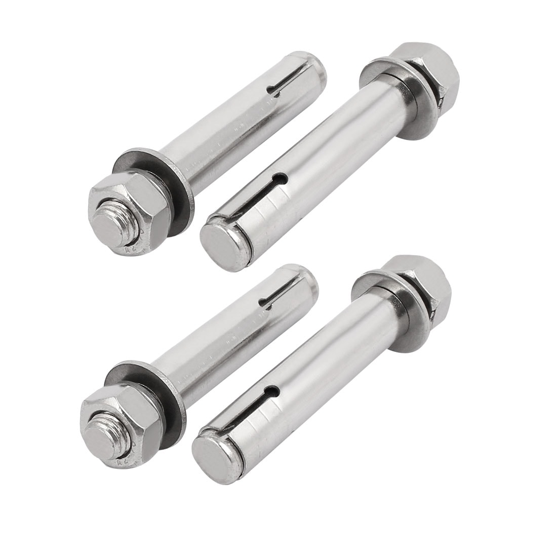 M12x90mm Stainless Steel Sleeve Anchor Expansion Bolts Silver Tone 4pcs