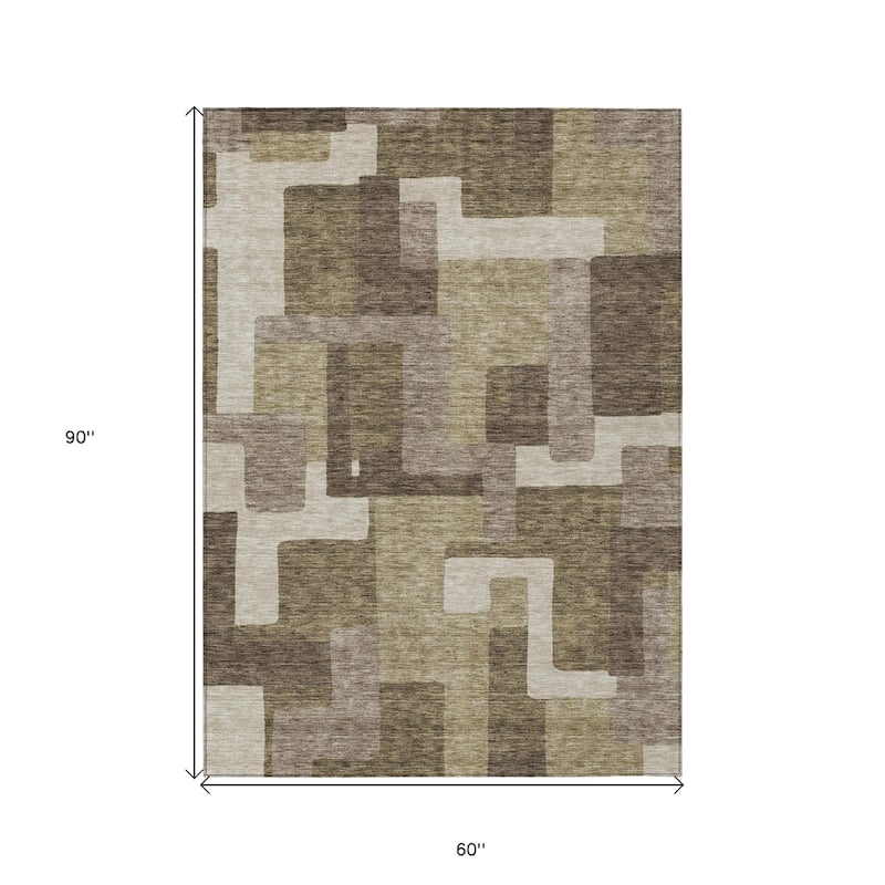 HomeRoots Abstract Transitional Rectangle Outdoor Rug