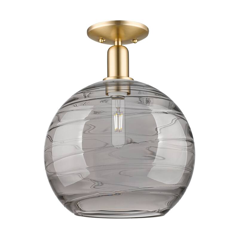 Innovations Lighting 716-1C-15-12 Athens Deco Swirl Semi-Flush Athens - Champagne Bronze / Light Smoke Deco Swirl