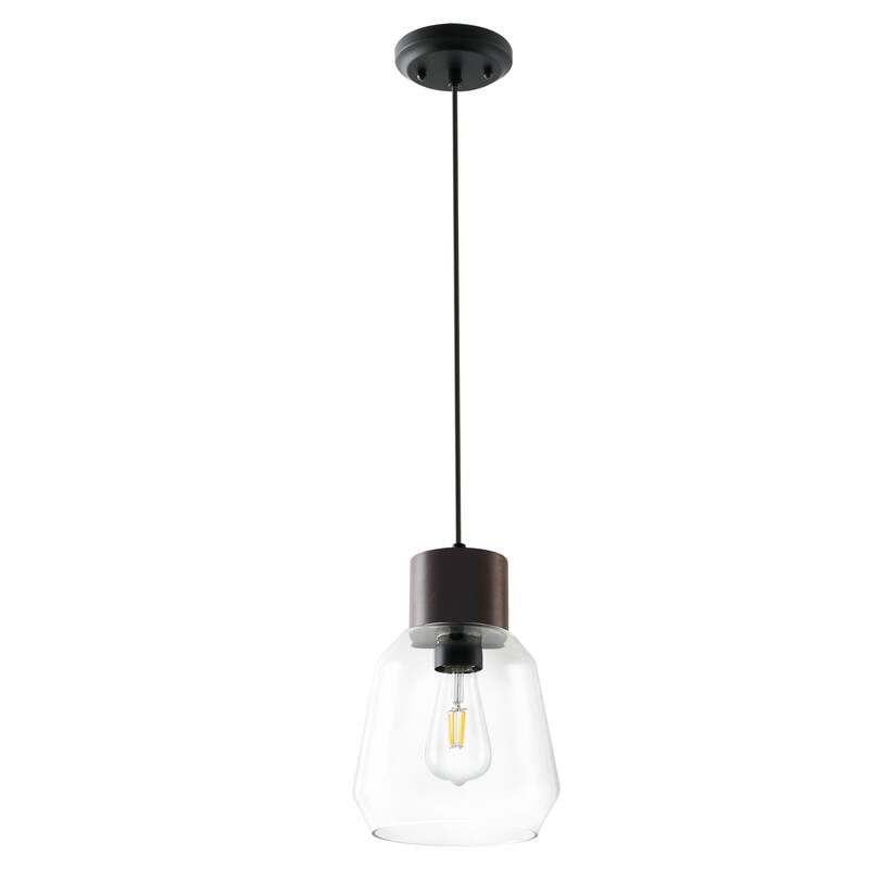 Light Society Faye Pendant Light - Black Wood/Clear
