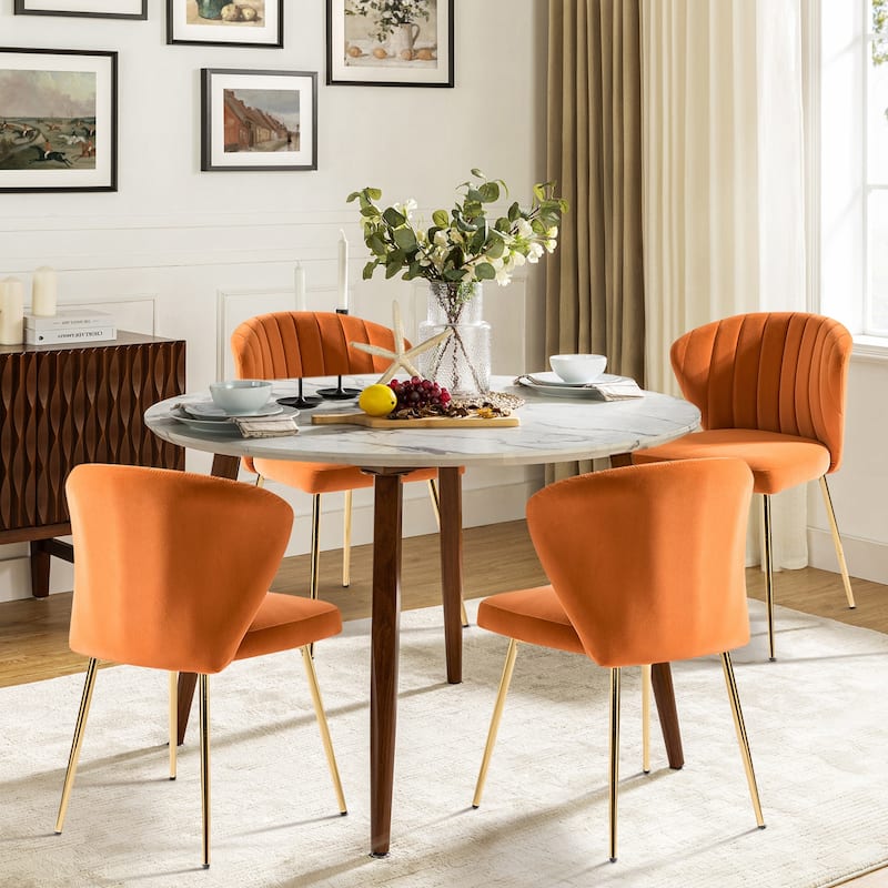 Barbara Side Chair with Metal Base Set of 4 by HULALA HOME - ORANGE