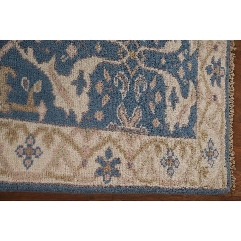Blue Oushak Indian Runner Rug Handmade Wool Carpet - 2'6"x 9'9"