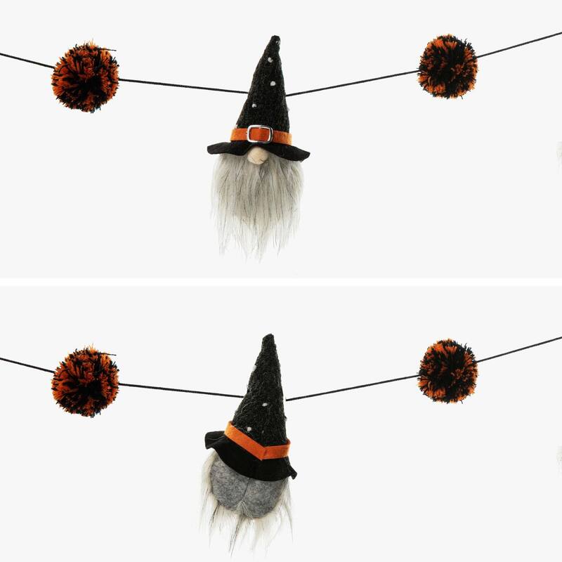 Glitzhome 6'L Happy Halloween Fabric Gnomes Garland