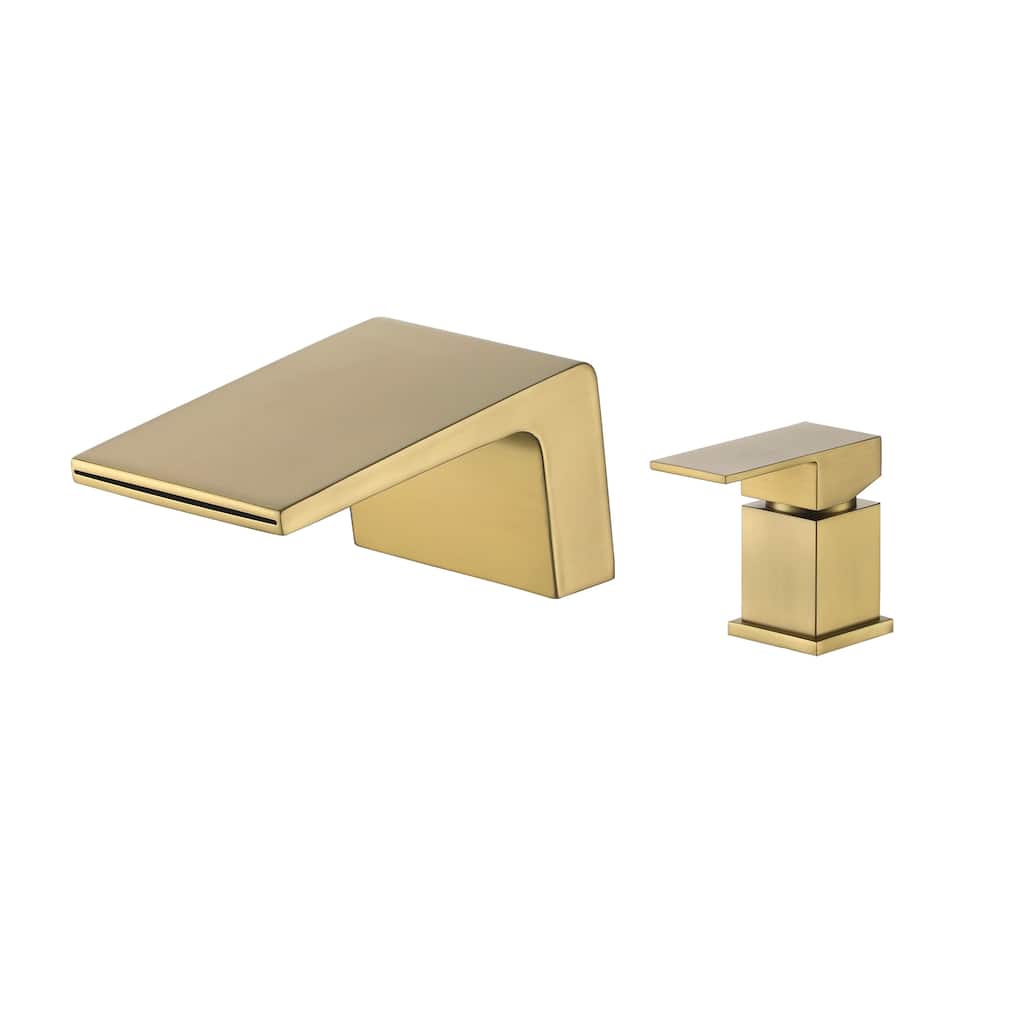 CASAINC Single Handle Deck Mount Bathroom Faucet in Brushed Gold