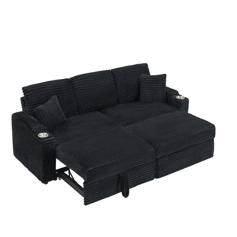 80" Cordylona Sofa, Cup Holder, Ottoman Storage