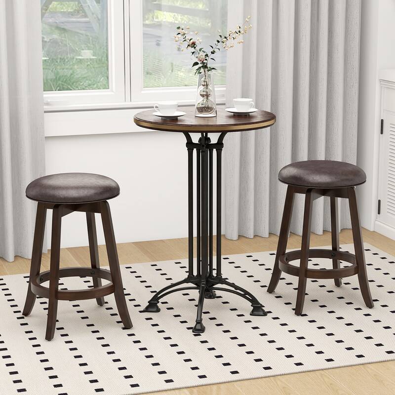 Gymax 24'' Counter Height Stools Set of 2 w/ Swivel Round Seat &