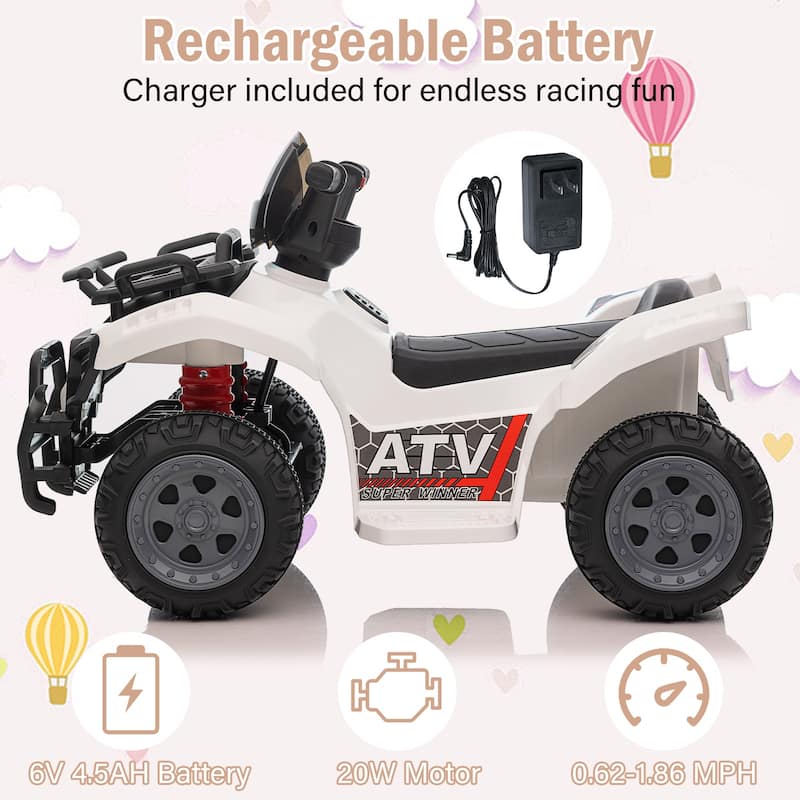 6V Ride On Car 4 Wheeler with Music for Toddlers 1-3 Years