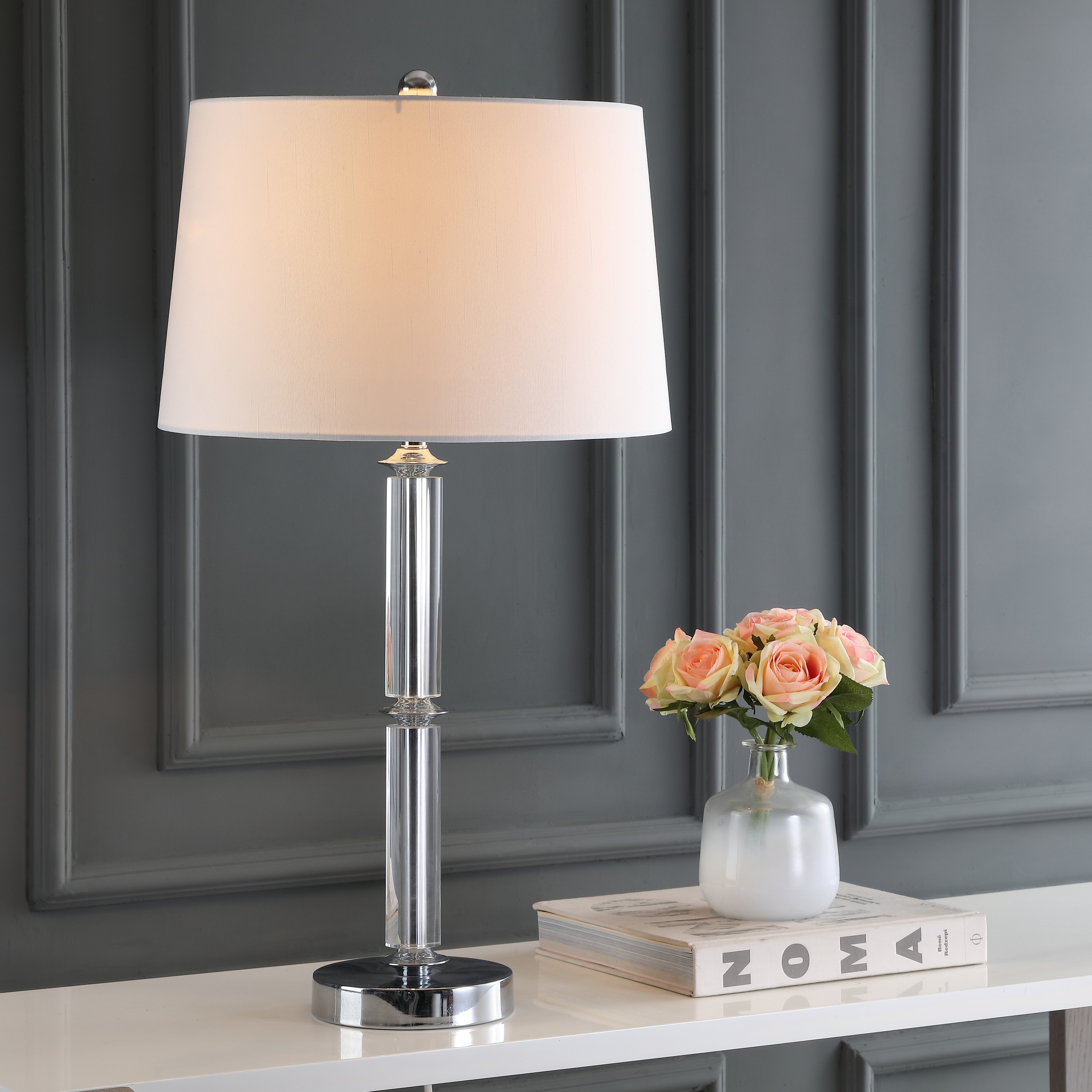 SAFAVIEH Lighting Idalina 30-inch Cylinder Glass Table Lamp (Set of 2) - 16" W x 16" L x 28.5" H - 16Wx16Dx29H
