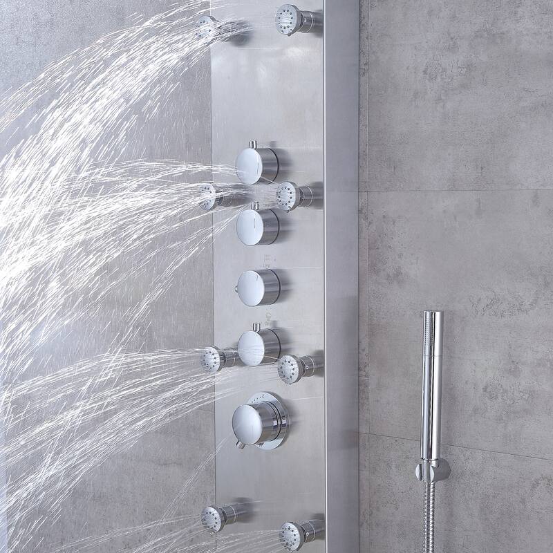 Luxier SP22-CEC 61 in. 8-Jet Waterfall Shower Panel Tower System