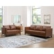 preview thumbnail 1 of 22, Abbyson Woodstock Mid Century 2 Piece Top Grain Leather Sofa and Loveseat Set