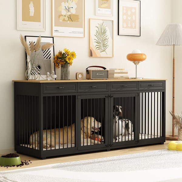 Dog Crate Furniture Wood Dog Kennel Cages with Divider and 4 Drawers On Sale Bed Bath Beyond 39072708