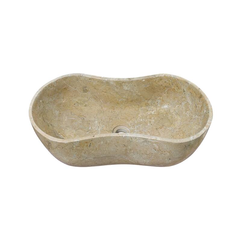 Roomfitters Marble Bathroom Vessel Sink, Natural Stone Countertop Wash Basin, Polished Oval Vanity Sink