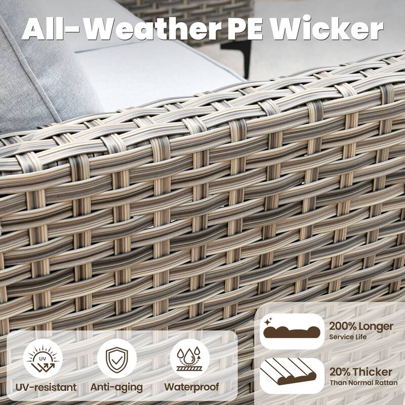 HOOOWOOO 10-piece Outdoor Furniture Wicker Swivel Rocking Chair Set