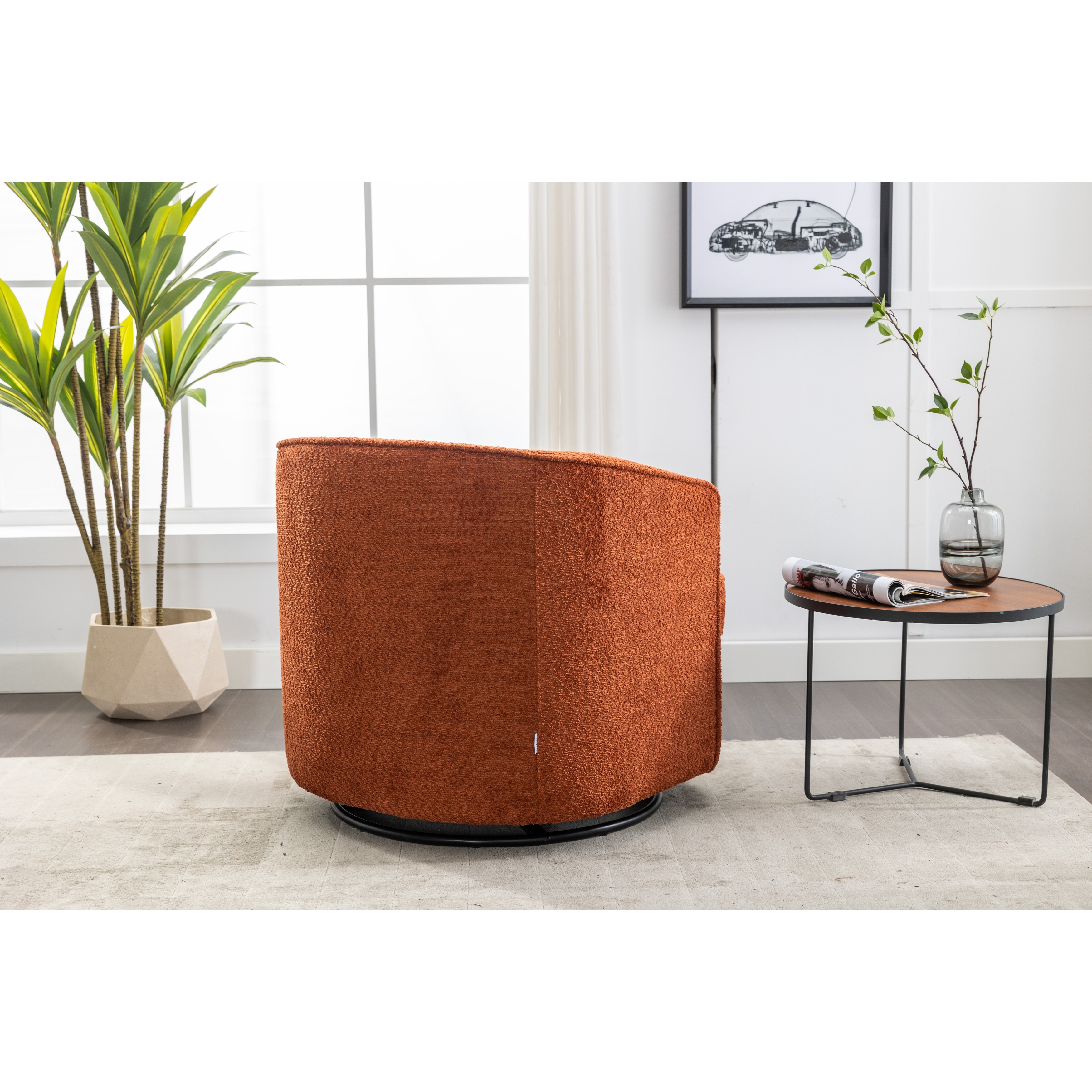 Orange swivel 2025 barrel chair