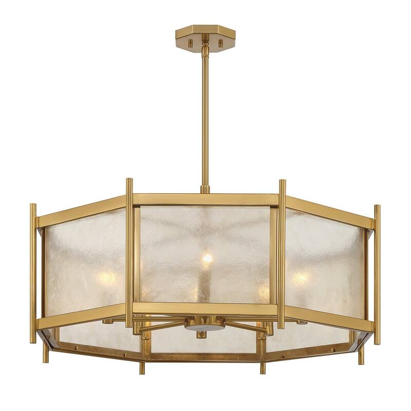 Warm Brass Eight Light Chandelier from the Jacobs Collection