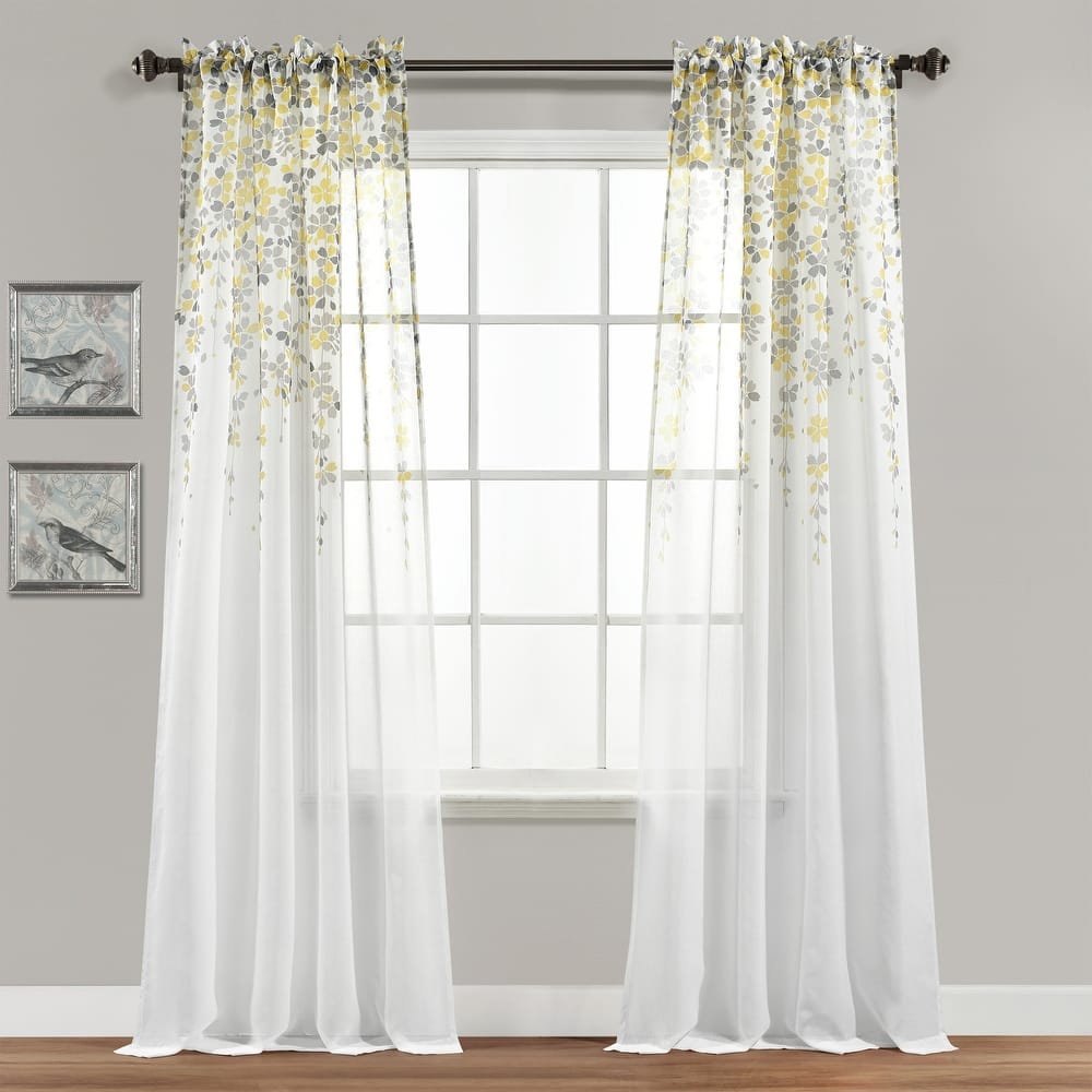 Lush Decor Weeping Flower Sheer Window Curtain Panel Pair - 84" x 38"