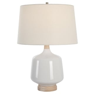 Uttermost Opal Gloss White Table Lamp - 25"H, Shade 11"H x 17"Dia.