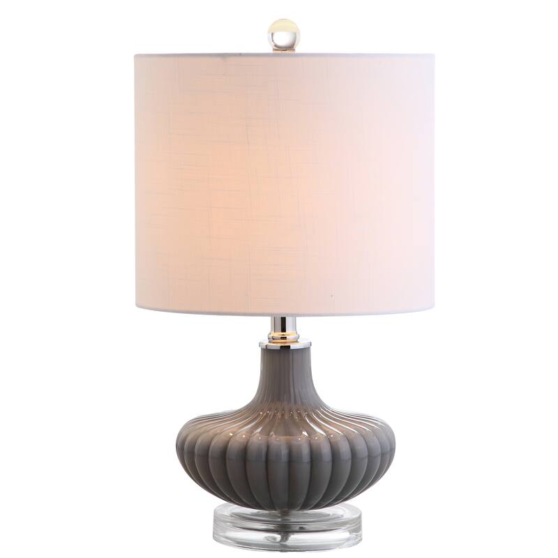 Duncan 18" Glass and Lucite LED Table Lamp, Gray by JONATHAN Y