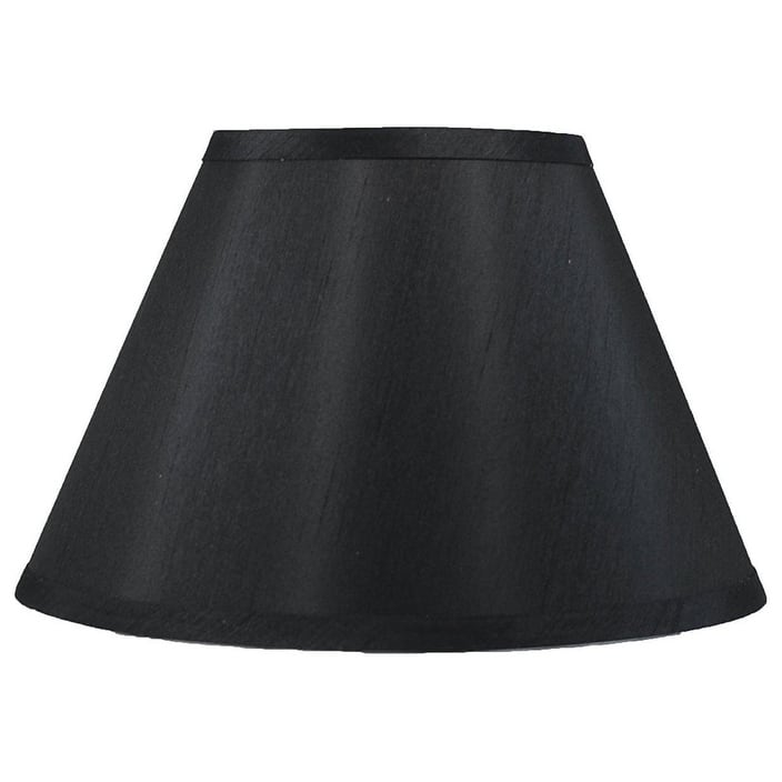 Conical Lamp Shade,Faux Silk, 8" Top, 16" Bottom, 10" Slant - Black